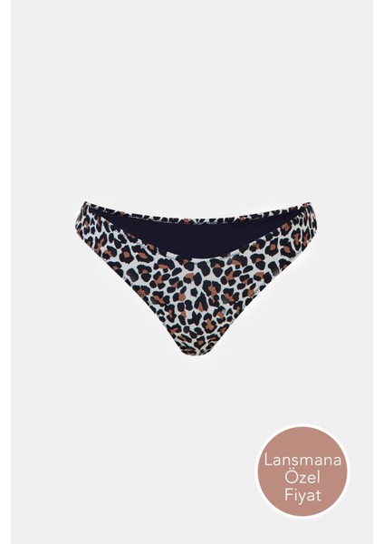 Capetown Leopar Desenli Orta Belli Bikini Alt