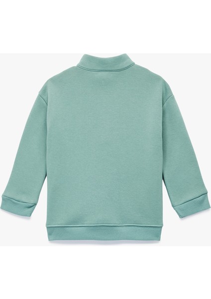 Şardonlu Uzun Kollu Yarım Fermuarlı Dik Yaka Oversize Sweatshirt fiyatları