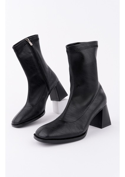 Storm Küt Burun Arkadan Fermuarlı Kadın Topuklu Bot