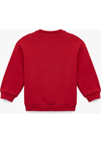 Şardonlu Uzun Kollu Bisiklet Yaka Nakışlı Sweatshirt fiyatları