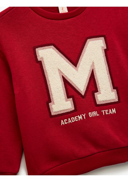 Şardonlu Uzun Kollu Bisiklet Yaka Nakışlı Sweatshirt modelleri