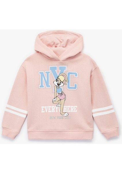 Lisanslı Lola Bunny Baskılı Uzun Kollu Kapşonlu Sweatshirt