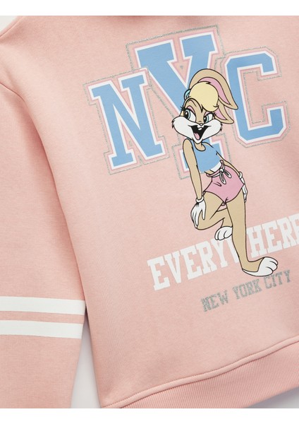 Lisanslı Lola Bunny Baskılı Uzun Kollu Kapşonlu Sweatshirt modelleri