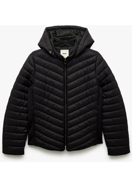 Uzun Kollu Cepli Fermuarlı Su Itici Kapüşonlu Şişme Mont modelleri