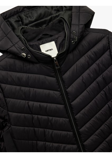 Uzun Kollu Cepli Fermuarlı Su Itici Kapüşonlu Şişme Mont indirimleri