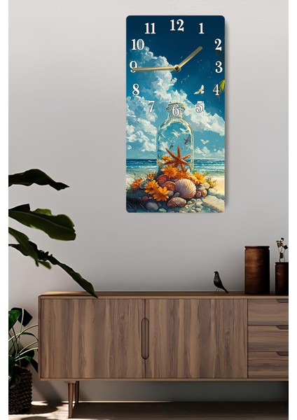 Deniz Temalı Mdf Dikdörtgen Duvar Saati – 30X60 Cm, Uv Baskı – USD060 fiyatları