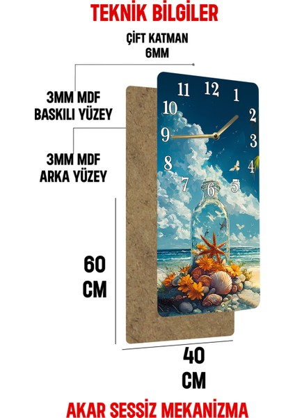 Deniz Temalı Mdf Dikdörtgen Duvar Saati – 30X60 Cm, Uv Baskı – USD060 indirimleri