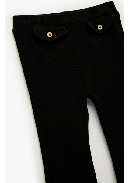 Düğme Detaylı Pamuklu Ispanyol Paça Tayt modelleri