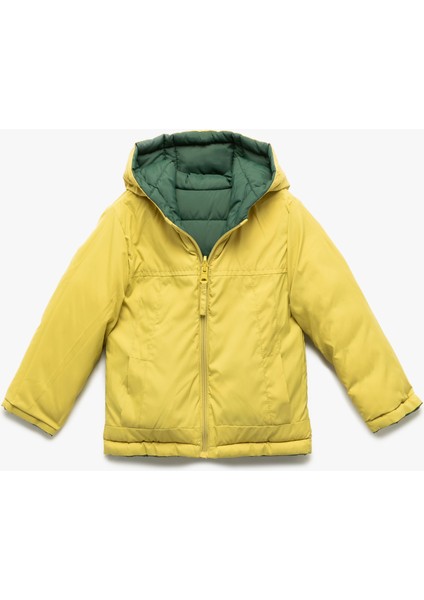 Çift Taraflı Uzun Kollu Kapşonlu Ceket