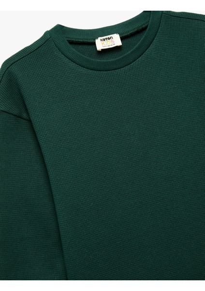 Pamuklu Uzun Kollu Bisiklet Yaka Oversize Basic Sweatshirt modelleri