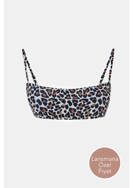 Capetown Leopar Desenli Bralet Çıkarılabilir Pedli Bikini Üst