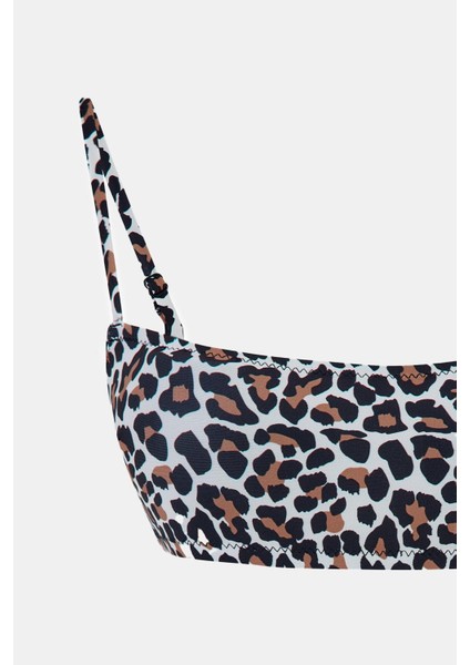 Capetown Leopar Desenli Bralet Çıkarılabilir Pedli Bikini Üst fırsatları