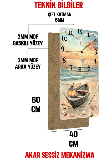 Deniz ve Tekne Temalı Mdf Dikdörtgen Duvar Saati – 30X60 Cm, Uv Baskı – USD048 indirimleri
