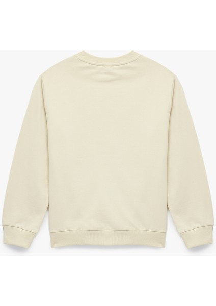 Şardonlu Uzun Kollu Bisiklet Yaka Pamuklu Baskılı Sweatshirt fiyatları