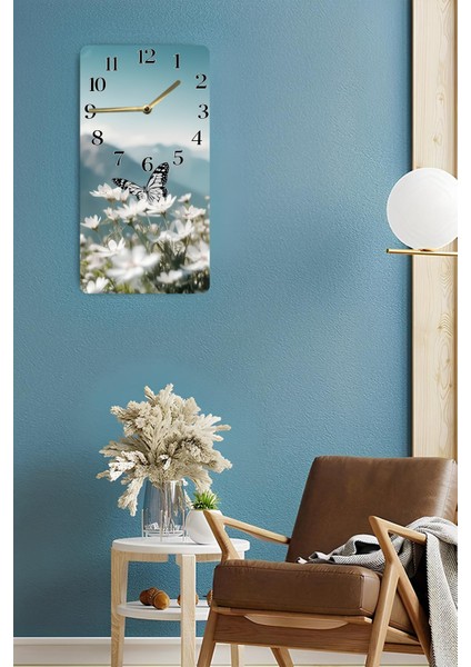 Kelebek ve Beyaz Çiçek Desenli Mdf Dikdörtgen Duvar Saati – 30X60 cm Uv Baskıı – USD053 fırsatları