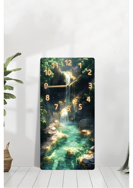 Doğanın Huzurunu Evinize Taşıyan Şelale Temalı Mdf Dikdörtgen Duvar Saati – 30X60 Cm– USD025 modelleri