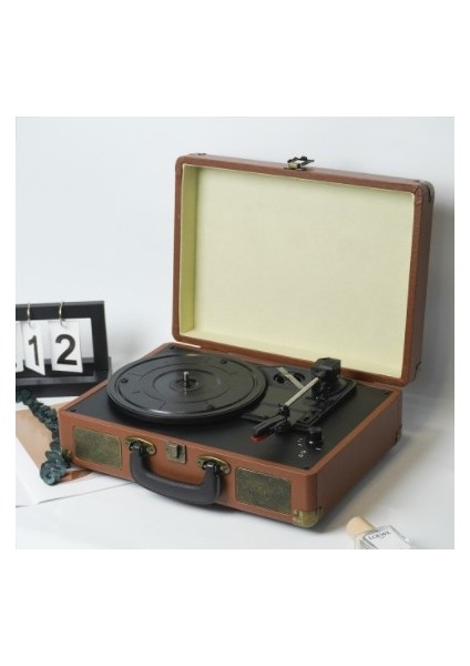 Fomixx TR-102 Kahverengi Hoparlörlü Bluetoothlu Pikap Plak Çalar