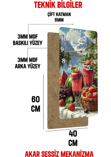 Meyve ve Dağ Manzaralı Mdf Dikdörtgen Duvar Saati – 30X60 Cm, Uv Baskı – USD052 indirimleri