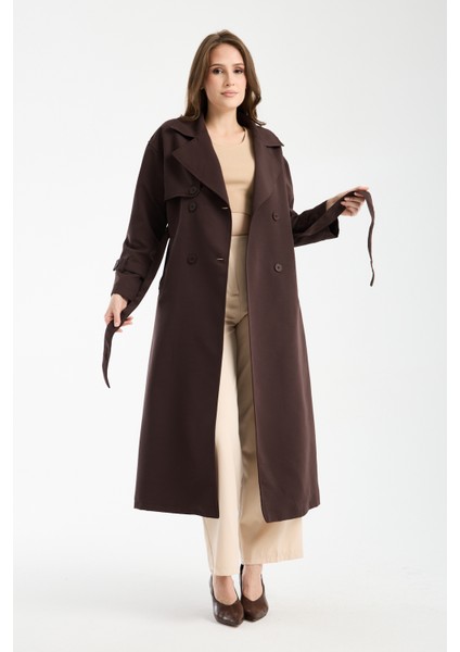 Acı Kahve Oversize Rüzgarlık Detaylı Trençkot 46167 modelleri