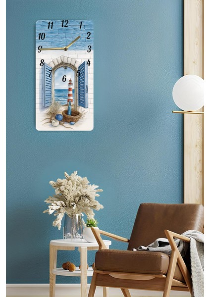 Mdf Dikdörtgen Deniz Manzaralı Uv Baskı Duvar Saati – 30X60 cm – USD035 fırsatları