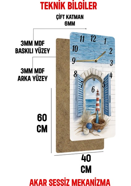 Mdf Dikdörtgen Deniz Manzaralı Uv Baskı Duvar Saati – 30X60 cm – USD035 indirimleri