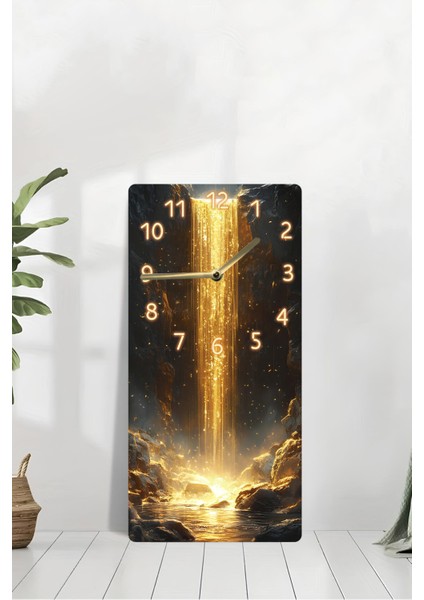 Mdf Dikdörtgen Dekoratif Duvar Saati – Altın Şelale Tasarım (30X60 Cm) – USD019 modelleri