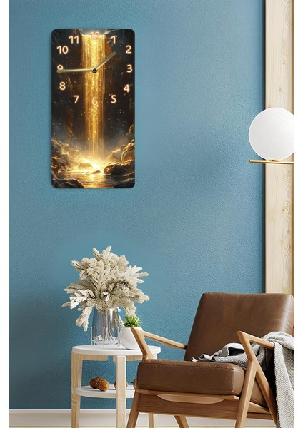 Mdf Dikdörtgen Dekoratif Duvar Saati – Altın Şelale Tasarım (30X60 Cm) – USD019 fırsatları