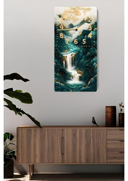 Mdf Dikdörtgen Duvar Saati – 30X60 cm Şelale & Dağ Manzaralı Uv Baskı – USD005 fiyatları