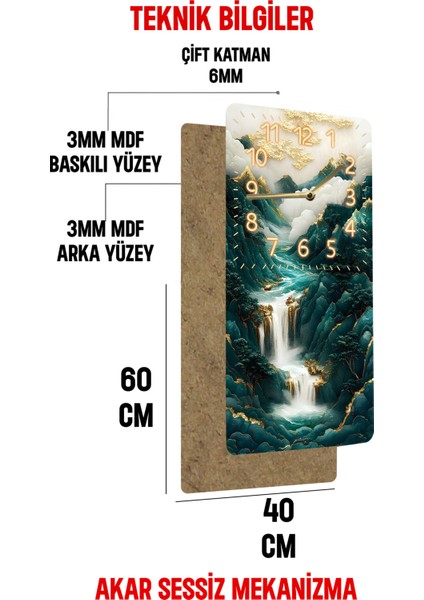 Mdf Dikdörtgen Duvar Saati – 30X60 cm Şelale & Dağ Manzaralı Uv Baskı – USD005 indirimleri