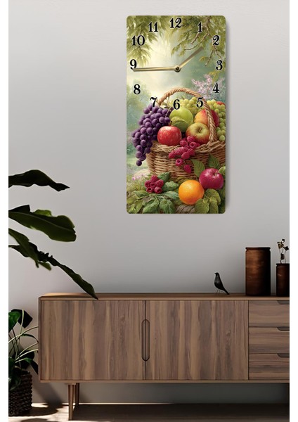 Mdf Dikdörtgen Meyve Sepeti Desenli Duvar Saati – 30X60 cm Uv Baskı – USD022 fiyatları