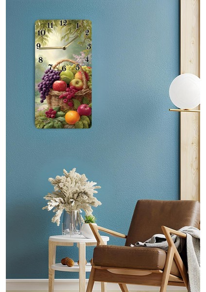 Mdf Dikdörtgen Meyve Sepeti Desenli Duvar Saati – 30X60 cm Uv Baskı – USD022 fırsatları