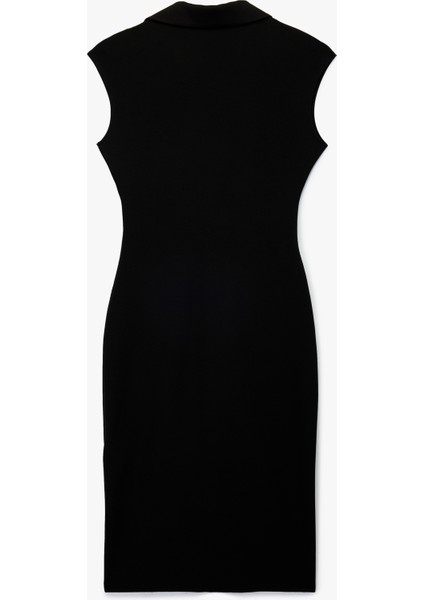 Drapeli V Yaka Midi Boy Düğmeli Kolsuz Gömlek Elbise fiyatları