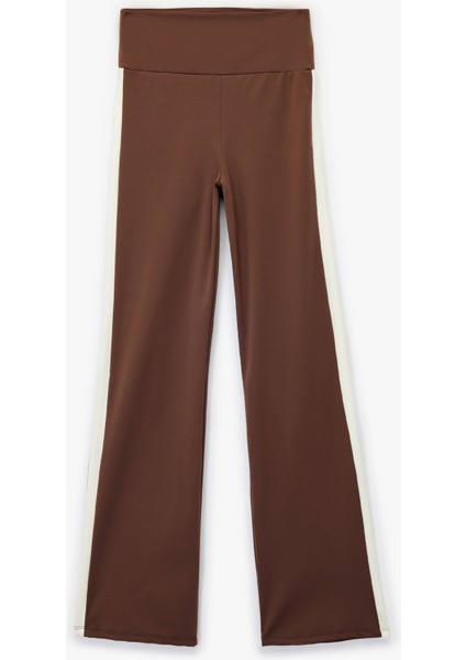 Ispanyol Paça Şerit Detaylı Interlok Kumaş Spor Tayt