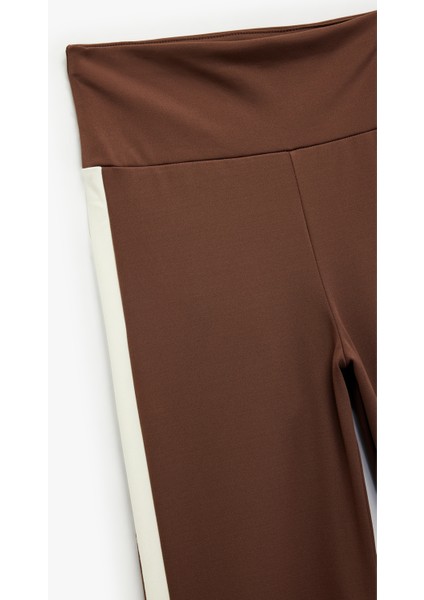 Ispanyol Paça Şerit Detaylı Interlok Kumaş Spor Tayt modelleri