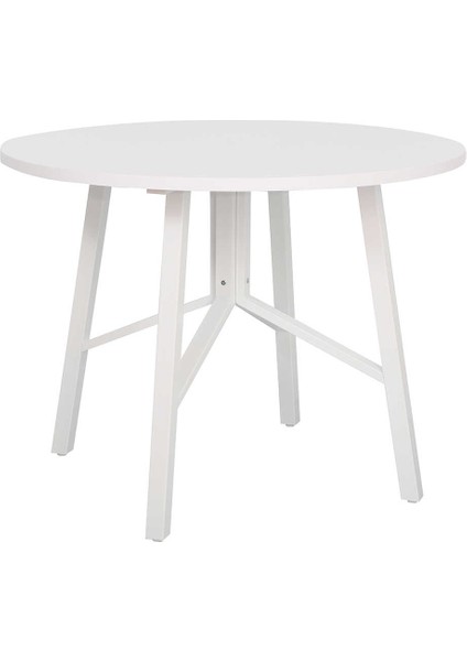 Round Yuvarlak Yemek Masası - Beyaz 110X110X76 cm fırsatları
