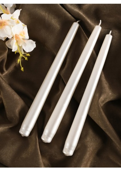3'lü Metalik Inci Beyaz -Şamdan Mum fiyatları