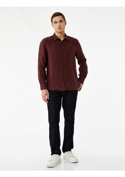 Regular Fit Uzun Kollu Klasik Yaka Keten Gömlek fiyatları