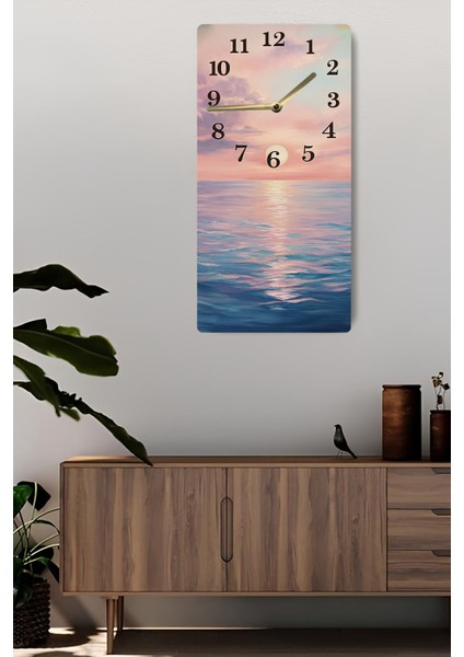 Gün Batımı Manzaralı Mdf Dikdörtgen Duvar Saati – 30X60 cm Uv Baskı – USD055 fiyatları