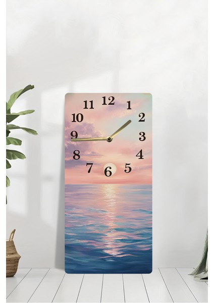 Gün Batımı Manzaralı Mdf Dikdörtgen Duvar Saati – 30X60 cm Uv Baskı – USD055 modelleri