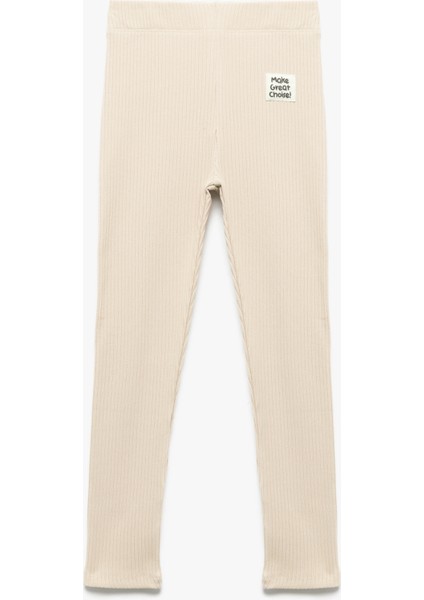 Pamuklu Kaşkorse Ribana Detaylı Bilek Boy Tayt