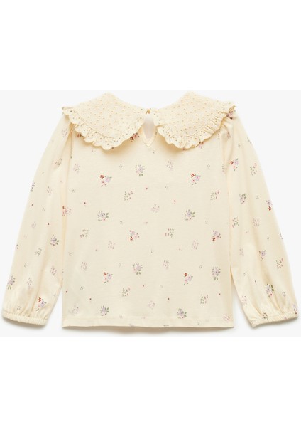 Pamuklu Uzun Kollu Çiçek Desenli Bebe Yaka Tişört fiyatları