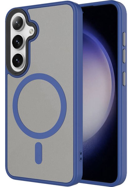 Samsung Galaxy S24 Kılıf Magsafe Özellikli ve Şerit Renkli Şık Velure Premium Sert Tpu Silikon Kapak