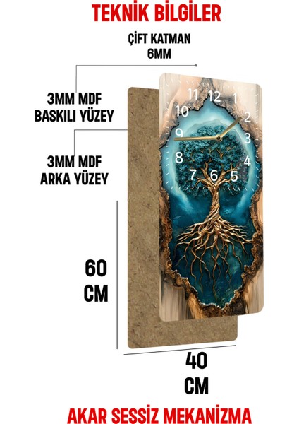 Doğanın Büyüsünü Evinize Taşıyın: Hayat Ağacı Desenli Mdf Dikdörtgen Saat (30X60 Cm) – USD033 indirimleri