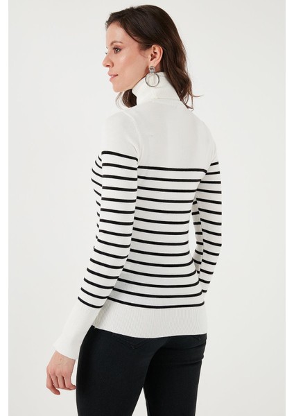 Balıkçı Yaka Kazak Ekru Çizgili fırsatları