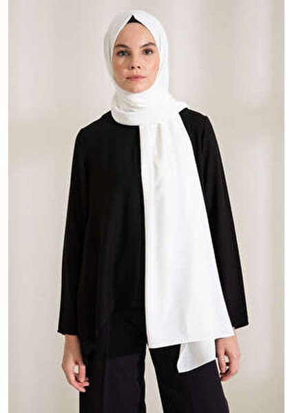 Medine İpeği Ekru Şal 190 x 75 cm Düz Desen Yumuşak Dokulu 4 Mevsim