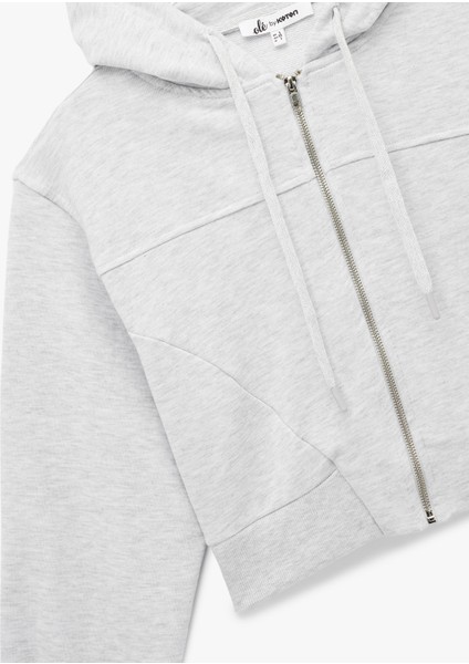 Rahat Kalıp Cep Detaylı Kapüşonlu Fermuarlı Crop Sweatshirt modelleri