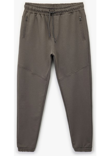 Pamuklu Fermuarlı Cepli Beli Bağcıklı Jogger Eşofman Altı