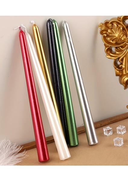 6'lı Metalik Renkler-Şamdan Mum-Konik Mum
