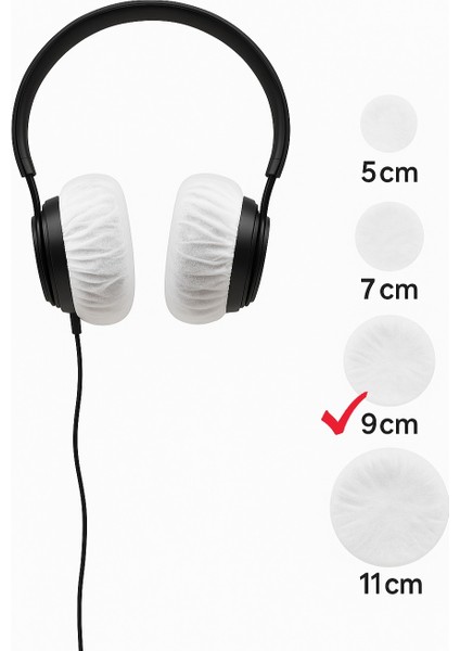 Tek Kullanımlık Kulaklık Hijyen Bonesi, Kulaklık Kılıfı- Beyaz- 9 Cm(L)