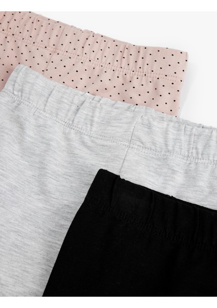 Desenli Beli Lastikli 3'lü Tayt Seti